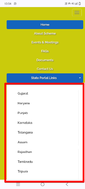 SCREENSHORT OF DROP DOWN MENU PAGE PM KUSUM YOJANA 1