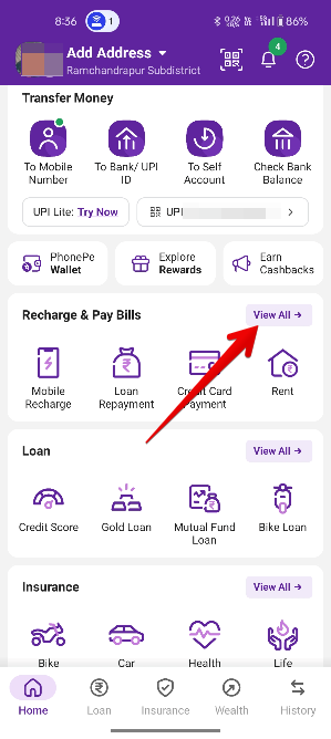 Screenshot of phone pay home page 3