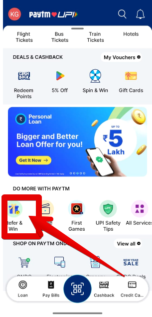 Screeshort of paytm home page 1