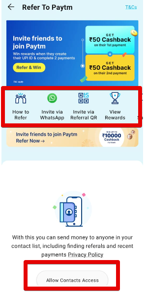 screenshort of paytm refer page